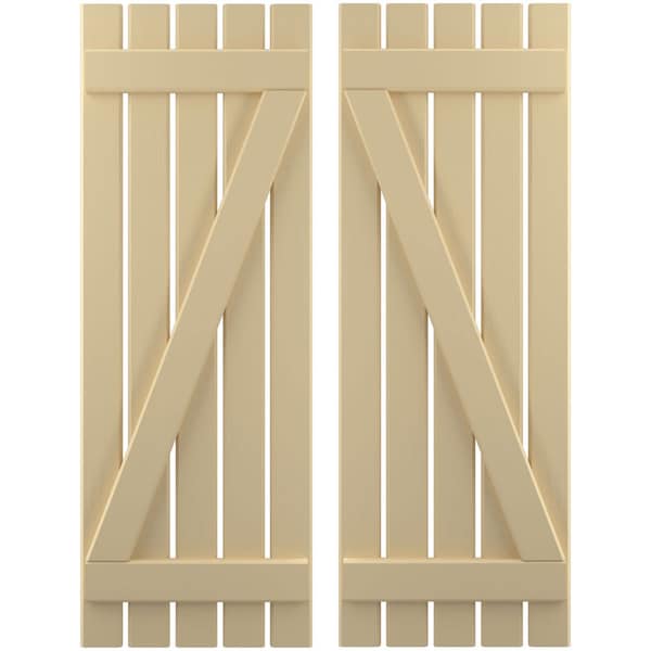 Ekena Millwork Americraft 5-Board (2 Batten) Wood Spaced Board-n-Batten Shutters w/ Z-Bar, ARW102SB519X77NTH, PR ARW102SB519X77NTH - main